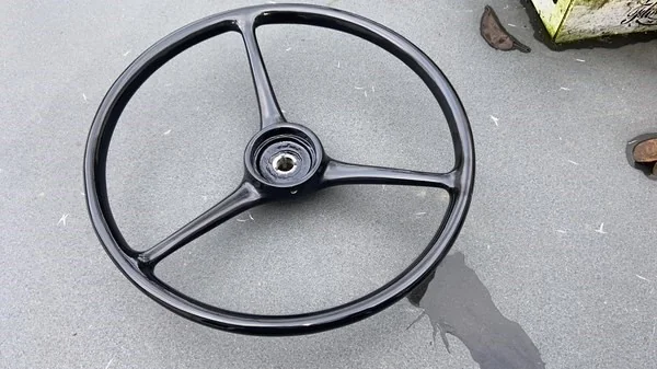 Handcrafted wooden steering wheel for classic car